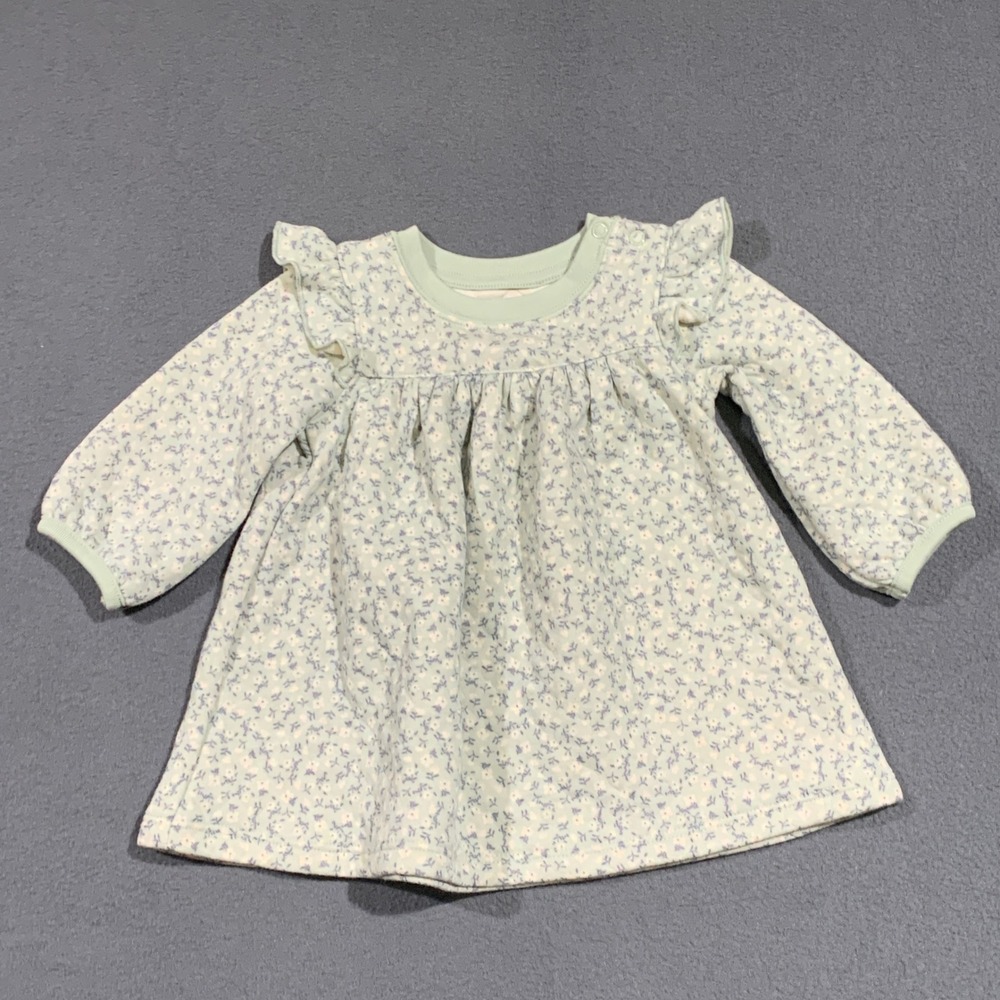 Carters Child of Mine Baby‎ Girls Dress 3-6M Micro Flower Ruffle Long Sleeve